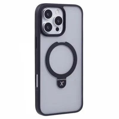 X-LEVEL PITHY STONE II iPhone 16 Pro Mobilskal Magnetiskt Svart