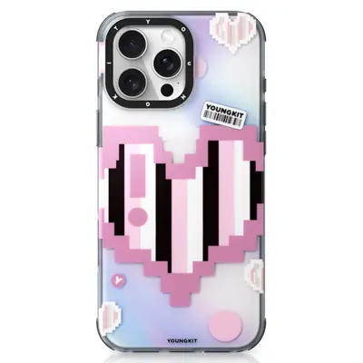 Youngkit iPhone 16 Pro Mobilskal Magsafe Pixel Heart - Rosa (Rosa)