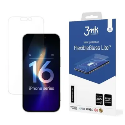 3MK iPhone 16 Hybrid Okrossbart Glas FlexibleGlass Lite