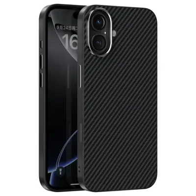 ABEEL iPhone 16 Mobilskal MagSafe Carbon Fiber Texture (Svart)