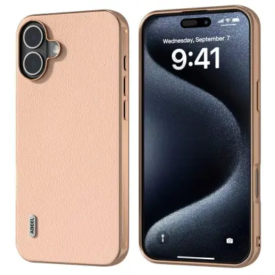 ABEEL iPhone 16 Mobilskal Horizon Series Äkta Läder TPU - Rosa