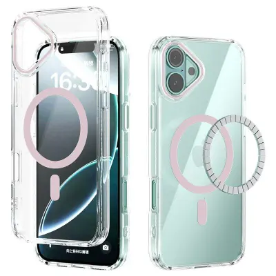 ABEEL iPhone 16 Mobilskal MagSafe Anti Scratch Klar TPU - Rosa