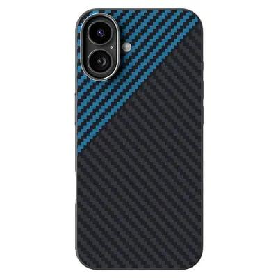 ABEEL iPhone 16 Mobilskal MagSafe Kolfiber Svart / Blå