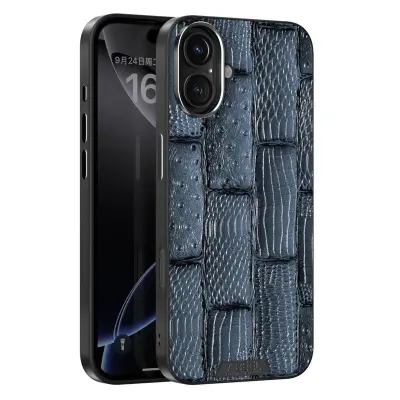 ABEEL iPhone 16 Mobilskal MagSafe Kompatibel Äkta Läder Blå