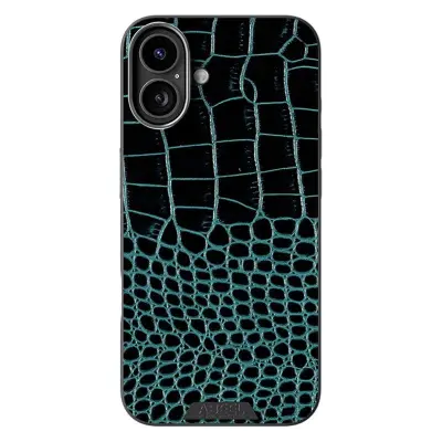 ABEEL iPhone 16 Mobilskal MagSafe Kompatibel Äkta Läder Grön