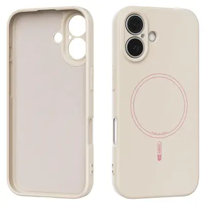 ABEEL iPhone 16 Mobilskal MagSafe Kompatibel Liquid Silicone Beige