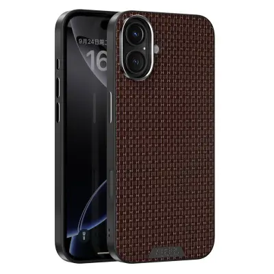 ABEEL iPhone 16 Mobilskal MagSafe Kompatibel Äkta Läder Brun