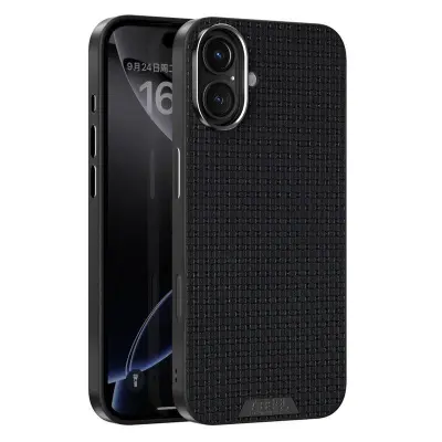 ABEEL iPhone 16 Mobilskal MagSafe Äkta Läder Bakre - Svart