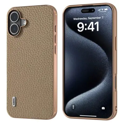 ABEEL iPhone 16 Mobilskal Star Series Äkta Läder TPU Skydd - Grå