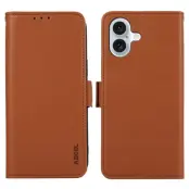 ABEEL iPhone 16 Plånboksfodral RFID-Skydd Konstläder - Brun