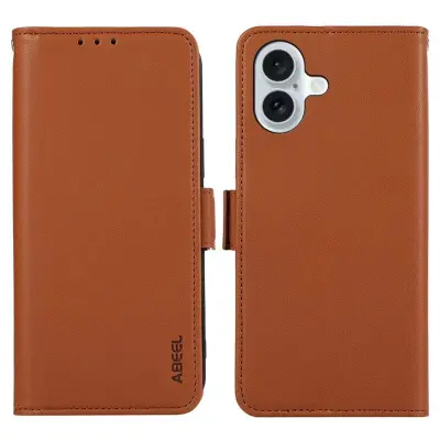 ABEEL iPhone 16 Plånboksfodral RFID-Skydd Konstläder - Brun