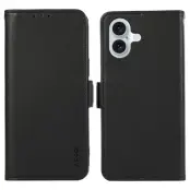 ABEEL iPhone 16 Plånboksfodral RFID-Skydd Konstläder Svart
