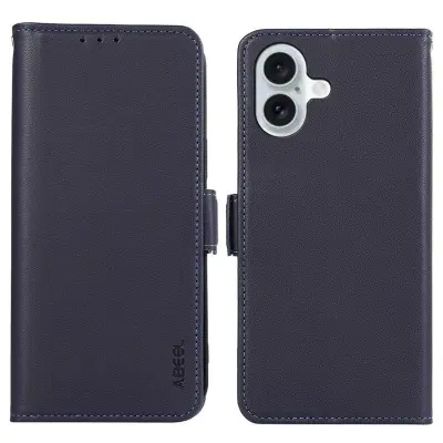 ABEEL iPhone 16 Plånboksfodral RFID-Skydd Konstläder Blå