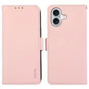 ABEEL iPhone 16 Plånboksfodral RFID-Skydd Konstläder - Rosa