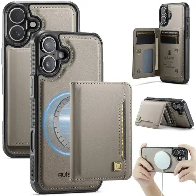 AUTSPACE iPhone 16 Fodral Vintage Konstläder - Grå