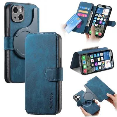 CASENEO iPhone 16 Plånboksfodral Konstläder - Blå