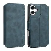 DENIOR B06 iPhone 16 Fodral Magnetiskt Avtagbart Plånbok Konstläder Blå