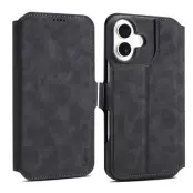 DENIOR B07 iPhone 16 Plånboksfodral Konstläder Avtagbart - Svart