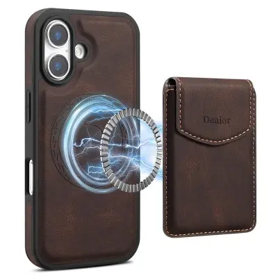 DENIOR D19 iPhone 16 Magnetfodral Konstläder Brun