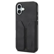 DENIOR Mobilskal till iPhone 16 Elastisk Kortficka PU Läder + TPU + PC - Svart