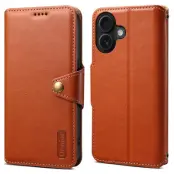 DENIOR iPhone 16 Plånboksfodral Konstläder - Brun