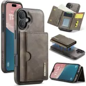 DG.MING M6 Series Mobilskal till iPhone 16 Magnetiskt Plånboksfodral - Brun