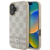 DKNY iPhone 16 Mobilskal Checkered Pattern Printed Stripes - Rosa