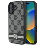 DKNY iPhone 16 Mobilskal Checkered Pattern Printed Stripes - Svart