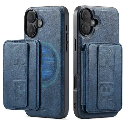 FIERRE SHANN 028 iPhone 16 Fodral KonstLäder - Blå