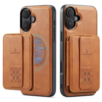 FIERRE SHANN 028 iPhone 16 Fodral KonstLäder - Brun