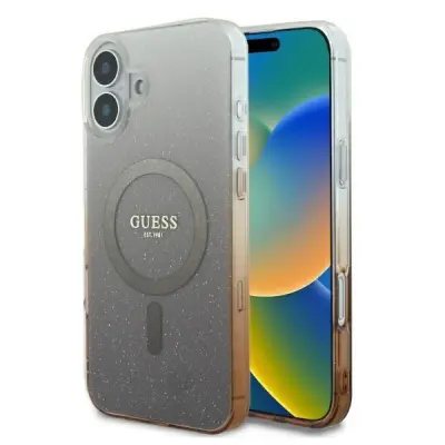 Guess iPhone 16 6.1 Mobilskal MagSafe IML Glitter Gradient - Brun