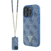 Guess iPhone 16 Mobilskal 4G Metal Logo Crossbody - Blå