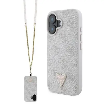 Guess iPhone 16 Mobilskal 4G Metal Logo Crossbody - Rosa