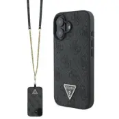 Guess iPhone 16 Mobilskal 4G Metal Logo Crossbody - Svart