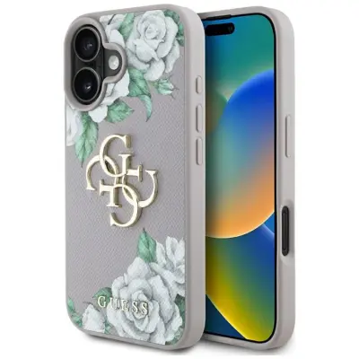 Guess iPhone 16 Mobilskal Grained Roses Big 4G logo - Lila