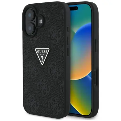 Guess iPhone 16 Mobilskal Hot Stamp 4G Triangle Logo - Svart