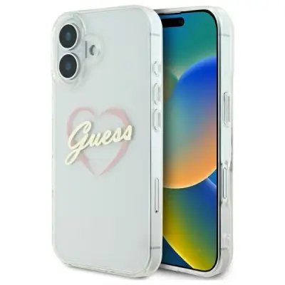 Guess iPhone 16 Mobilskal IML Heart - Transparent