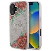 Guess iPhone 16 Mobilskal MagSafe 4G Flowers Print - Rosa