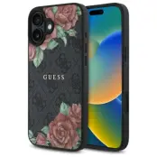 Guess iPhone 16 Mobilskal MagSafe 4G Flowers Print - Svart