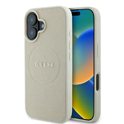 Guess iPhone 16 Mobilskal MagSafe Grained Ring - Beige
