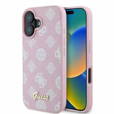 Guess iPhone 16 Mobilskal MagSafe Peony Script - Rosa