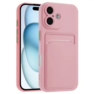 iPhone 16 Mobilskal Korthållare TPU - Rosa