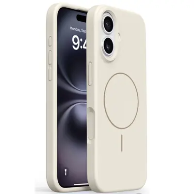 iPhone 16 Mobilskal MagSafe Liquid Silikon Microfiber Lining - Antikvit