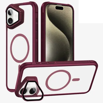 iPhone 16 Mobilskal Magsafe med Linsskyddsstöd (Vinröd)