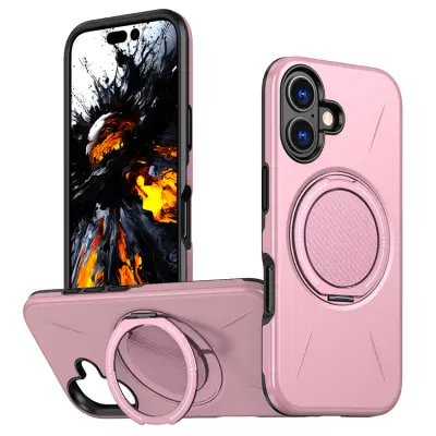 iPhone 16 Mobilskal MagSafe Rotating Kickstand TPU + PC (Rosa)