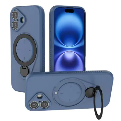 iPhone 16 Mobilskal MagSafe Rotating Kickstand TPU PC - Blå (Blå)
