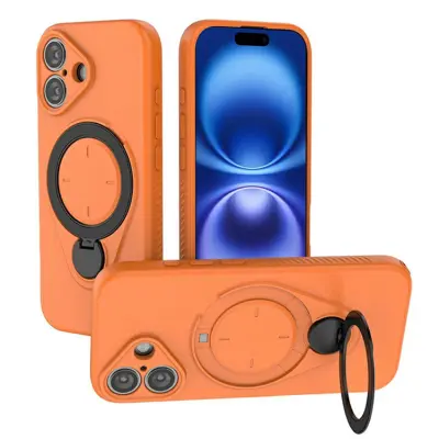 iPhone 16 Mobilskal MagSafe Rotating Kickstand TPU PC - Orange (Orange)