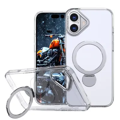 iPhone 16 Mobilskal MagSafe Rotating Kickstand (Transparent)