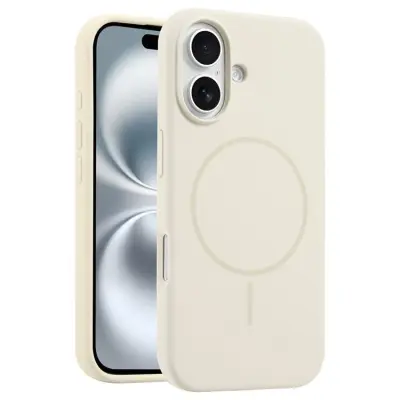 iPhone 16 Mobilskal MagSafe Silikon Anti Drop - Beige