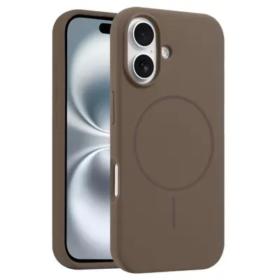 iPhone 16 Mobilskal MagSafe Silikon Anti Drop - Brun